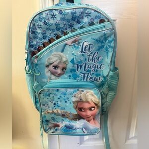 Elsa Frozen Blue Bookbag and Detachable Lunchbox
